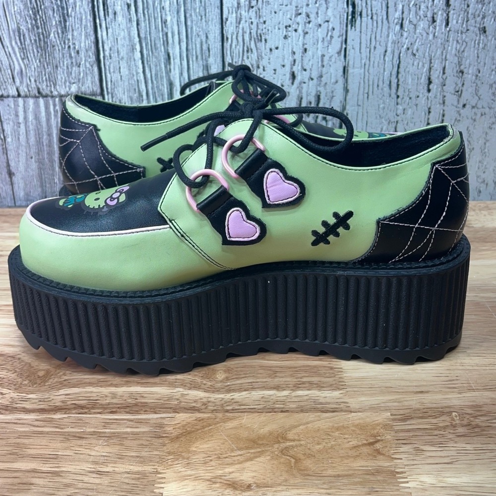 YRU x Hello Kitty Frankenstein  Platform Creepers Lime Green  Women Shoes size 9 - Picture 6 of 12